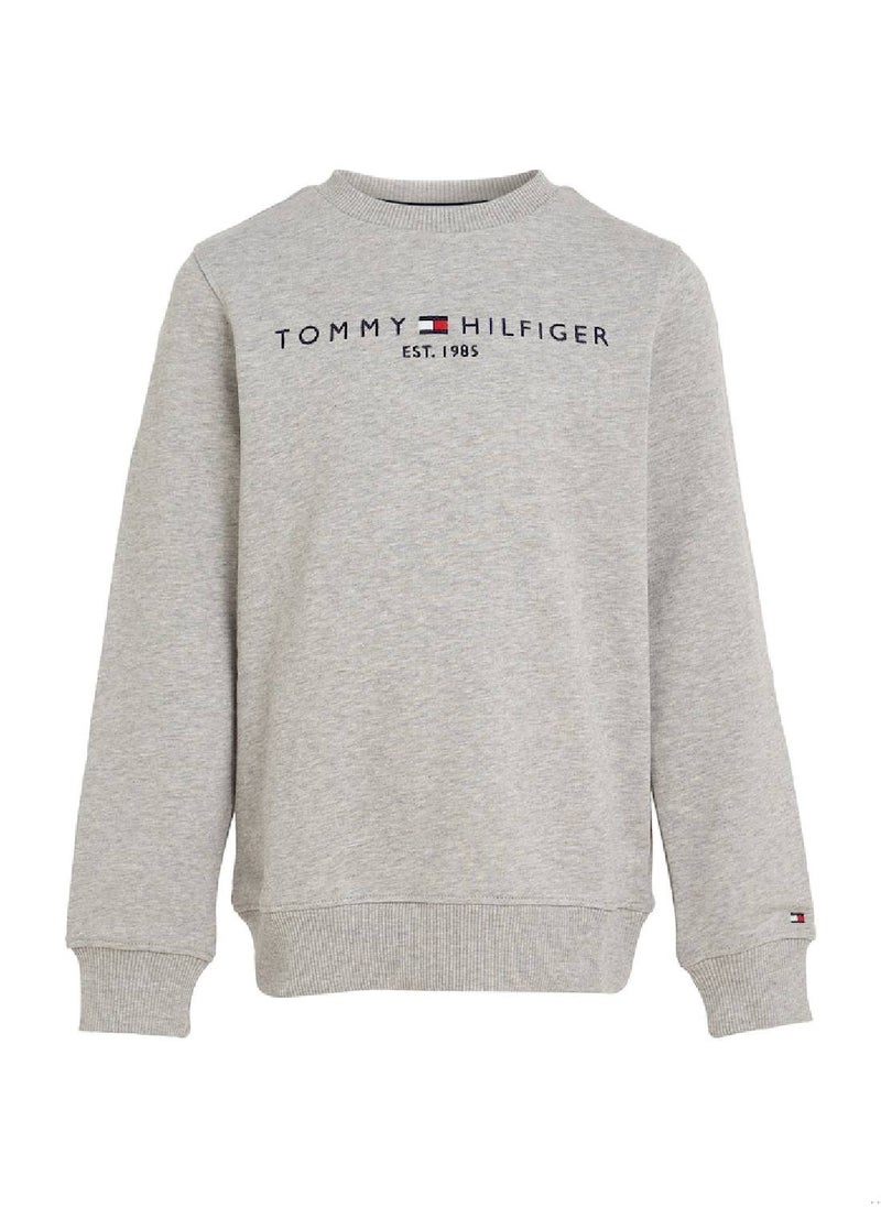 TOMMY HILFIGER Kids' Essential Logo Sweatshirt, Grey  - Image 1