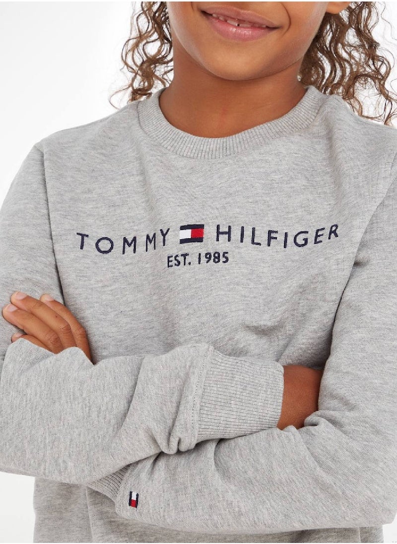 TOMMY HILFIGER Kids' Essential Logo Sweatshirt, Grey  - Image 4