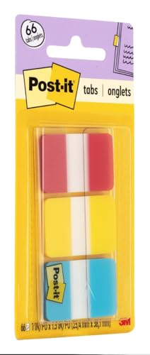 Post It Post-it Tabs, 1 in, Solid, Red, Yellow, Blue, 22 Tabs/Color, 66 Tabs/On-The-Go Dispenser (686-RYB) - Image 2