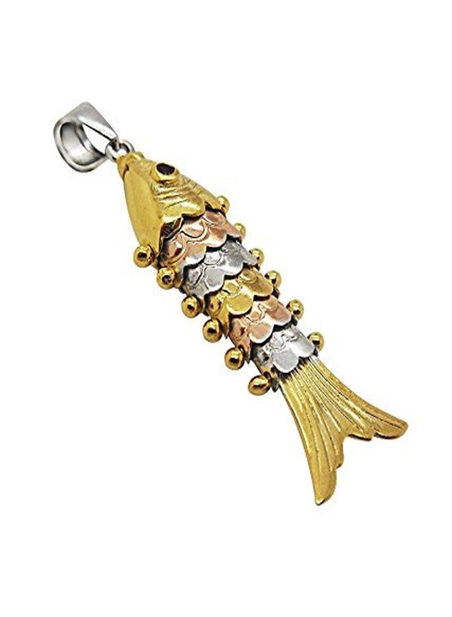 ELOISH Two Tone Gold Plated 925 Sterling Silver Fish Pendant for Men and Women for Girls and Boys. - Image 2