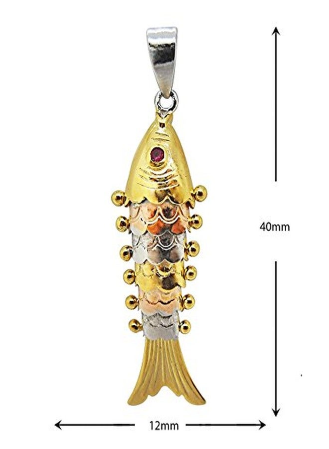 ELOISH Two Tone Gold Plated 925 Sterling Silver Fish Pendant for Men and Women for Girls and Boys. - Image 3