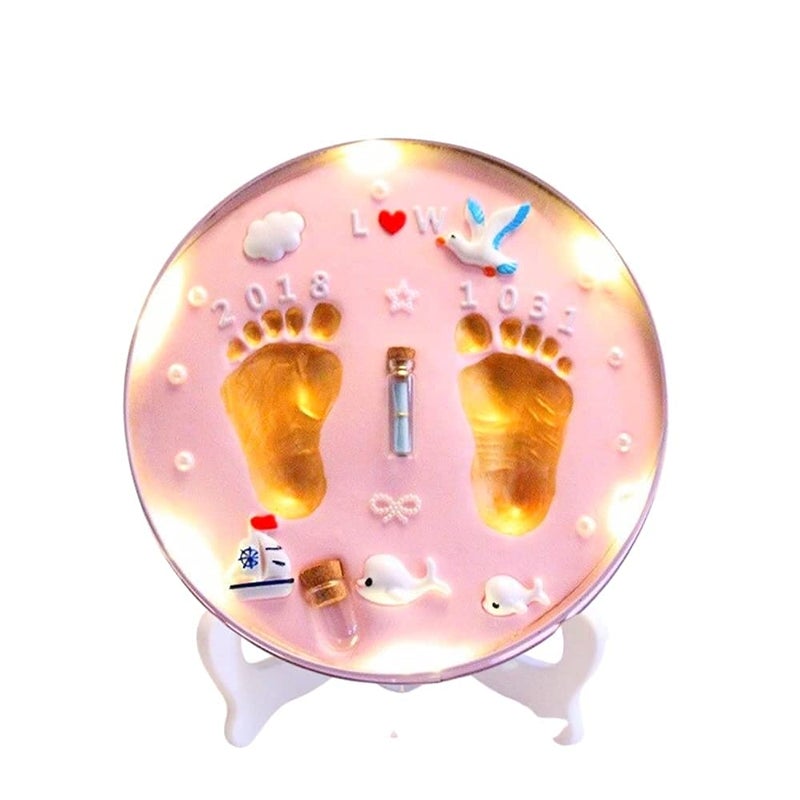 Baby Girl's And Baby Boy's Clay Handprint And Footprint Keepsake Souvenir Kit (Blue, Pink (Light)), 1 Count