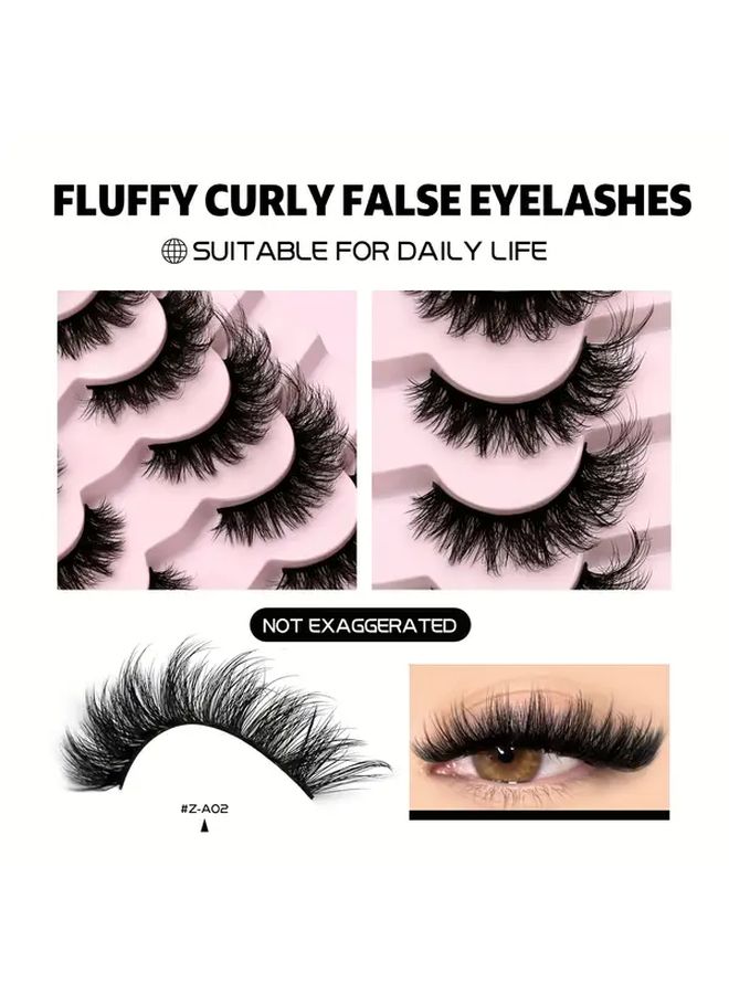 GROINNEYA 7 Pairs Fluffy Faux Mink Lashes Wispy Cat Eye Long Volume Eyelash Strips - Image 3