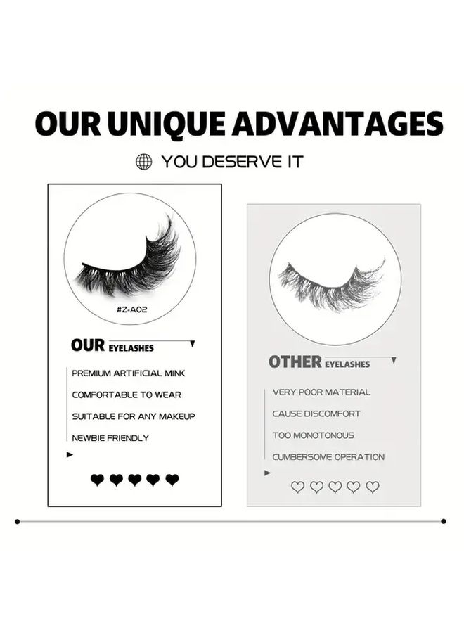 GROINNEYA 7 Pairs Fluffy Faux Mink Lashes Wispy Cat Eye Long Volume Eyelash Strips - Image 5