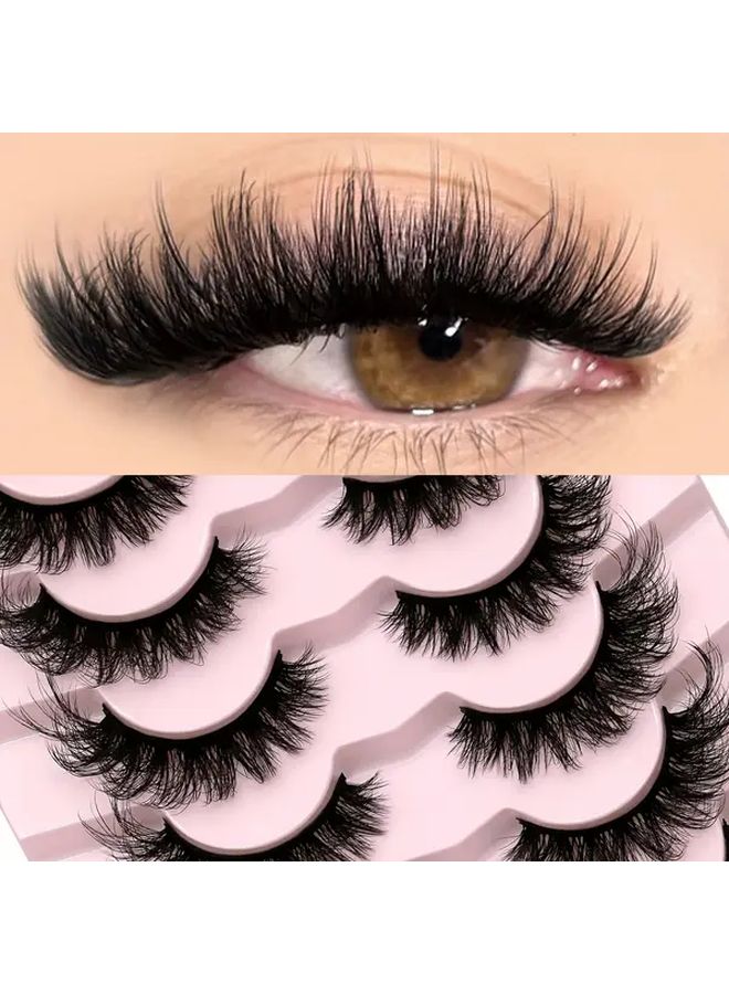 GROINNEYA 7 Pairs Fluffy Faux Mink Lashes Wispy Cat Eye Long Volume Eyelash Strips - Image 2