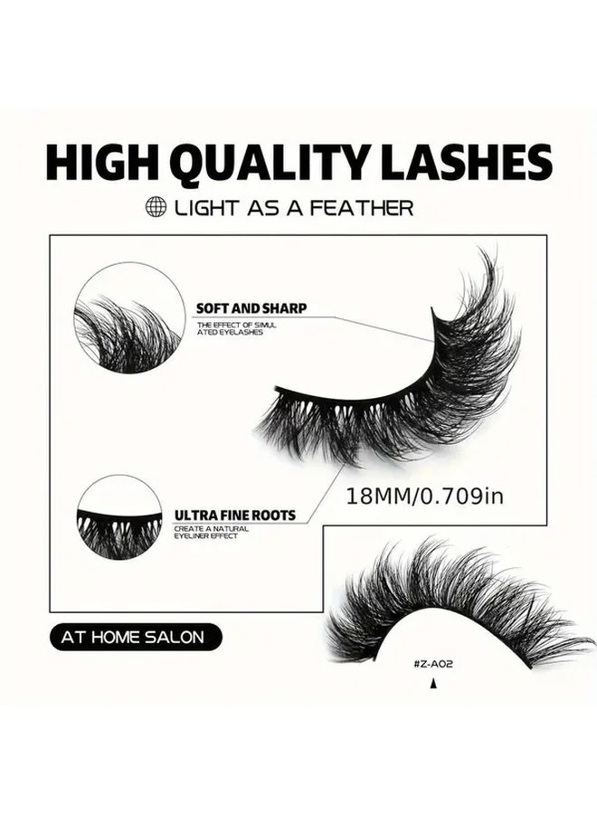 GROINNEYA 7 Pairs Fluffy Faux Mink Lashes Wispy Cat Eye Long Volume Eyelash Strips - Image 4