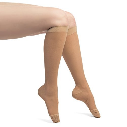 EvoNation Women’s Knee-High Graduated Compression Socks, 20-30 mmHg – Firm Pressure Sheer Socks, Support Stockings Hose, Nude, Medium - Image 2