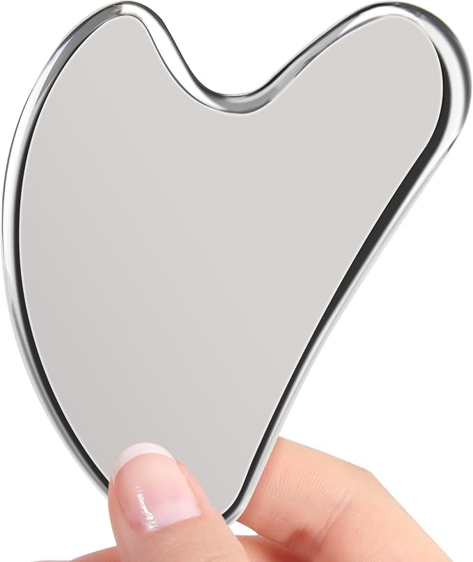 TechPro Massage Tool For Scraping Facial And Body Skin Massage Metal Gua Sha Facial Tools, Guasha Tool, 100% 304 Stainless Steel, Premium Guasha Set for Face, Body and Face Gua Sha Stone for Tighten Skin - Image 1