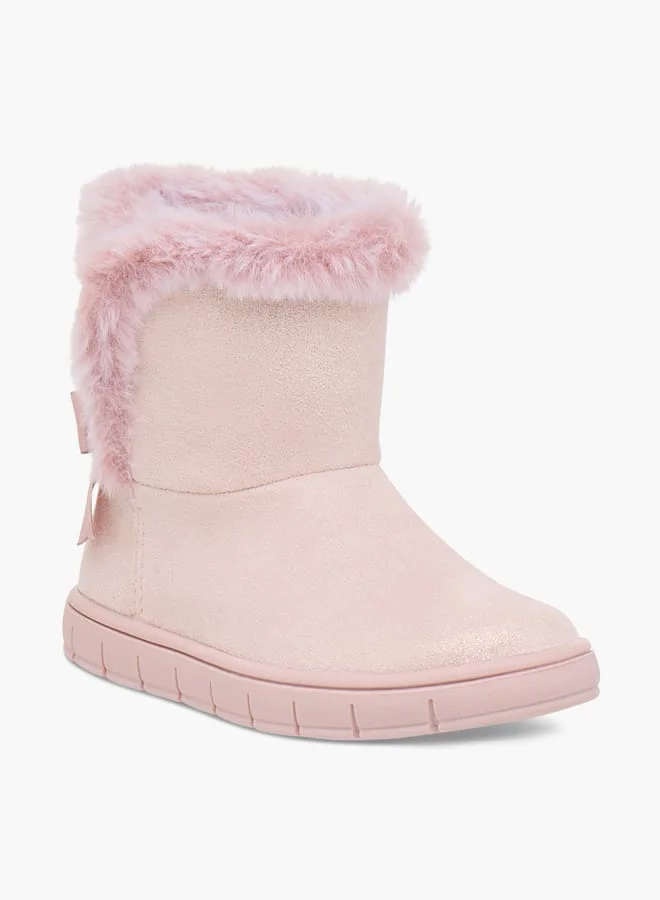 بيرفيت Faux Fur Textured Slip-On High Cut Boots
