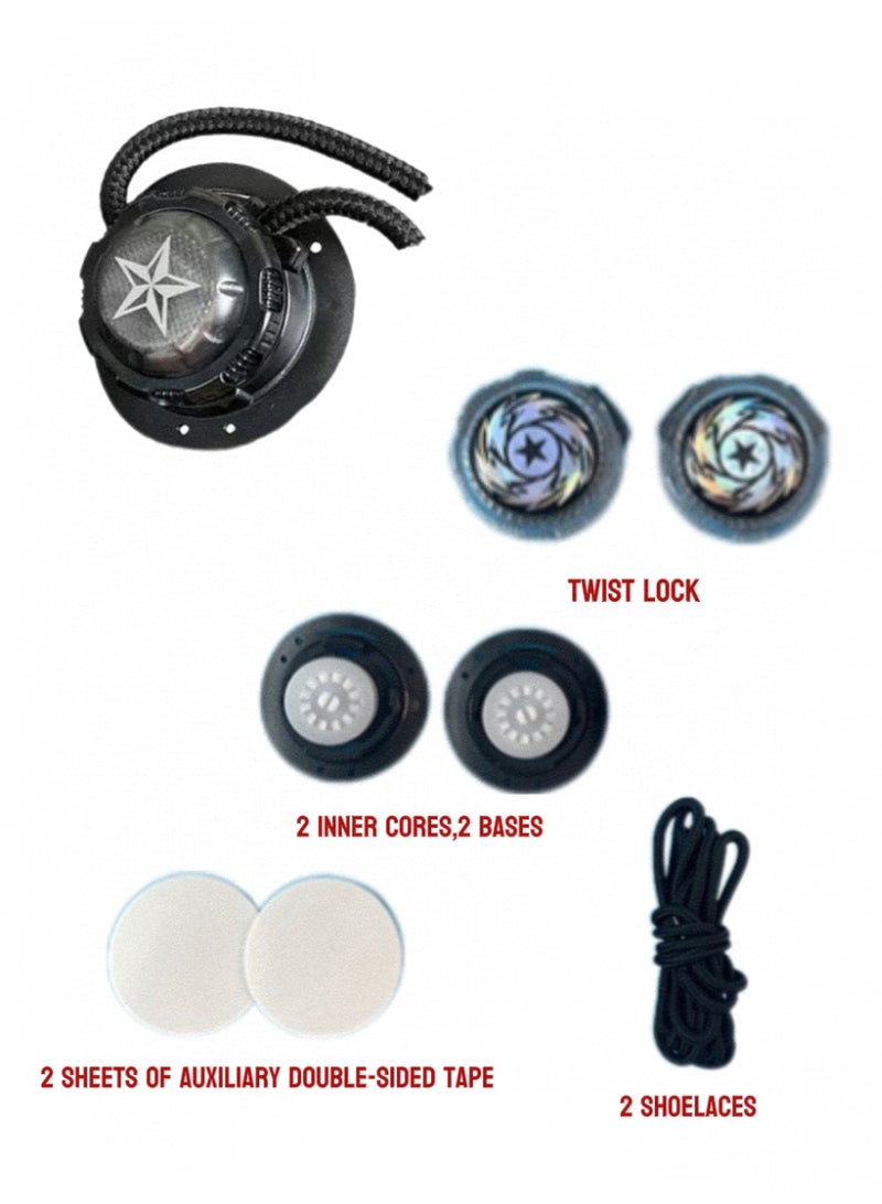 jingpin Glossy Black Rotating Button No-Tie Shoelaces - Large Buckle & Thick Rope Assembled Version, Universal for Sports, Casual and Hiking Shoes - Image 2