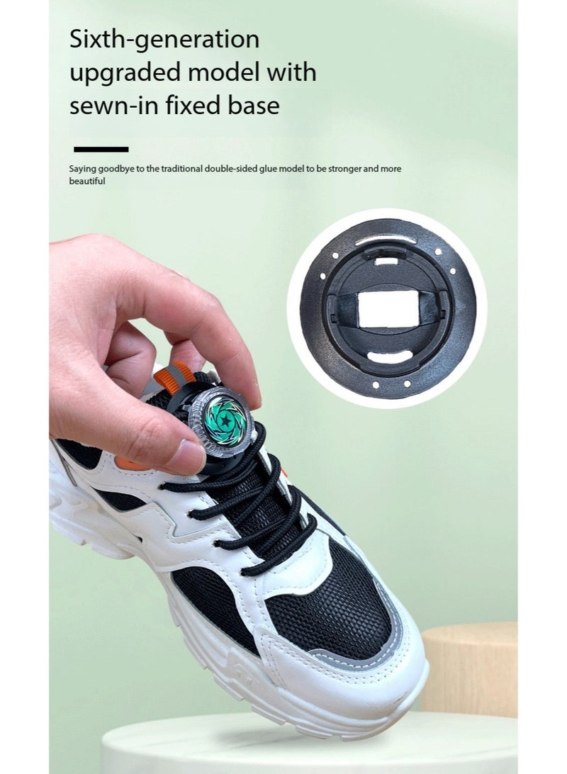 jingpin Glossy Black Rotating Button No-Tie Shoelaces - Large Buckle & Thick Rope Assembled Version, Universal for Sports, Casual and Hiking Shoes - Image 5