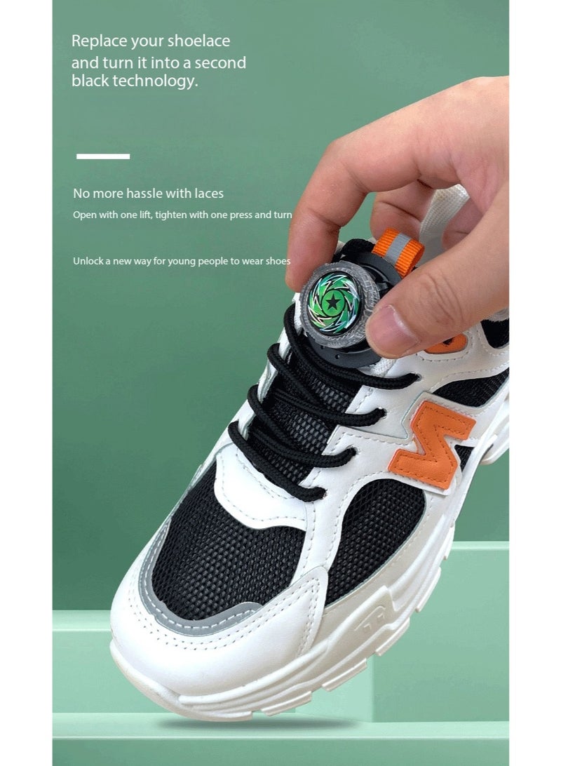 jingpin Glossy Black Rotating Button No-Tie Shoelaces - Large Buckle & Thick Rope Assembled Version, Universal for Sports, Casual and Hiking Shoes - Image 3