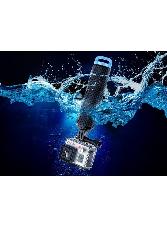 Waterproof Floating Hand Grip Compatible with GoPro Hero 11 10 9 8 7 6 5 4 3+ 2 1 Session Black Silver Handler & Handle Mount Accessories Kit for Water Sport and Action Cameras (Blue)