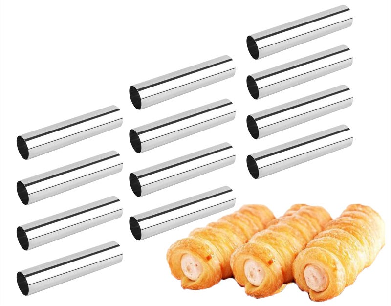 FantasyDay Non-stick Cream Horn Molds Stainless Steel, FantasyDay 4.92 inch Large Size Cannoli Tubes Kit Pack of 12 Baking Cones Pastry Roll Horn Croissant Mold - Christmas Anniversary Free Standing Cone Shape - Image 3
