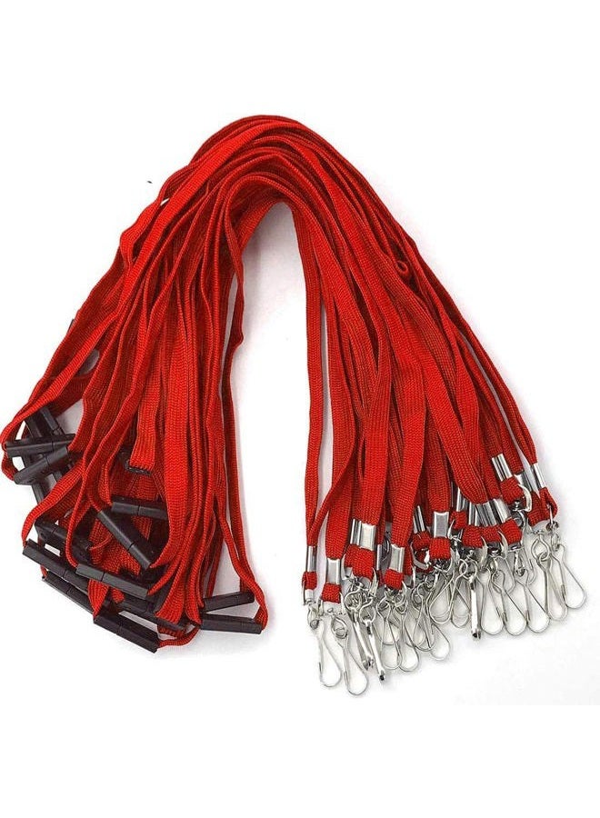 Bird Fiy Lanyards Safety Red Lanyards Neck Flat Premium Breakaway Badge Lanyard with J-Hook for ID Nametag Badge Holder (Red, 50 PCS) - Image 1