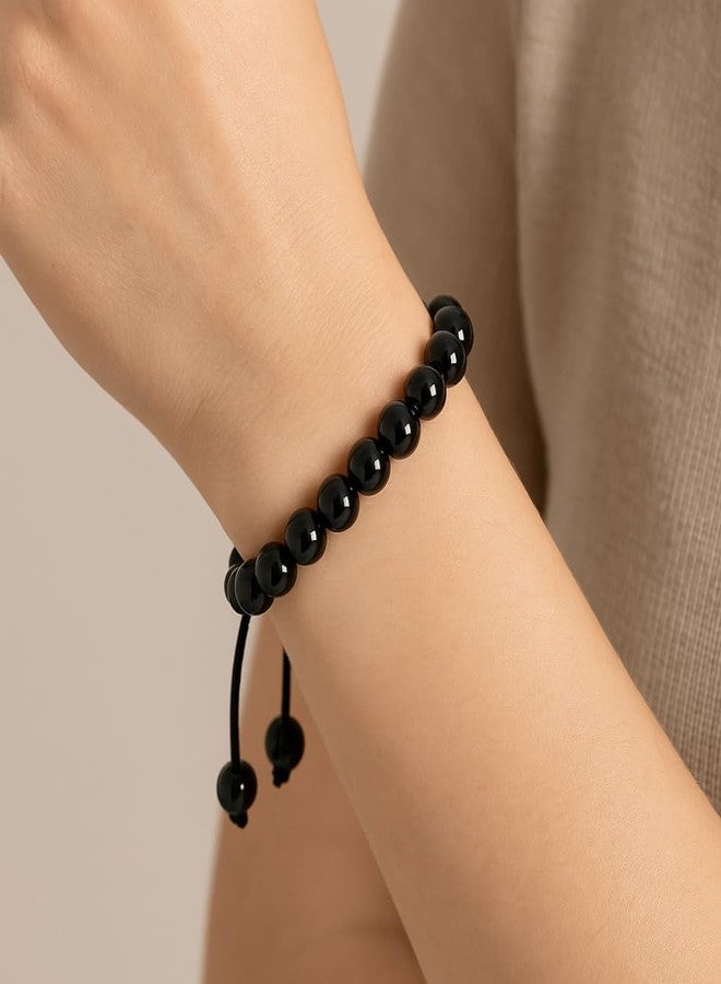 ANAYA AGATE Black Tourmaline Bracelet - Energy Protection Crystal Handmade Adjustable Bead Bracelet Perfect for Men, Women’s Christmas Gift - Gemstone Healing Stretch Pulsera Para Hombre Mujer Stocking Stuffer - Image 3