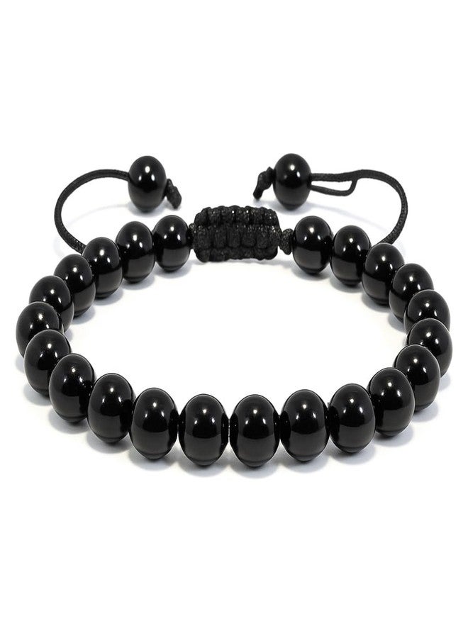 ANAYA AGATE Black Tourmaline Bracelet - Energy Protection Crystal Handmade Adjustable Bead Bracelet Perfect for Men, Women’s Christmas Gift - Gemstone Healing Stretch Pulsera Para Hombre Mujer Stocking Stuffer - Image 1