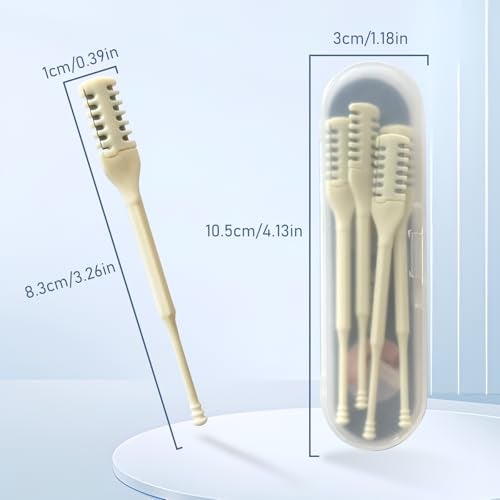 EKIND 4 Pcs DoubleSided Misaligned Nose Hair Trimmer 2in1 Manual Nose Hair Cutter with Ear PickerPortable and Convenient Washable Tail Ear Picker - Image 3