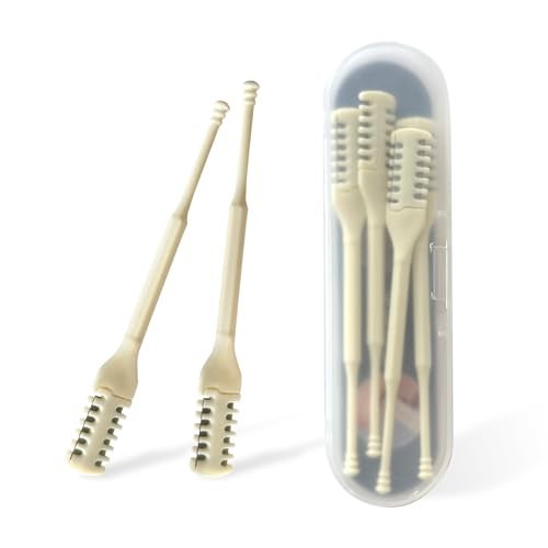 EKIND 4 Pcs DoubleSided Misaligned Nose Hair Trimmer 2in1 Manual Nose Hair Cutter with Ear PickerPortable and Convenient Washable Tail Ear Picker - Image 1
