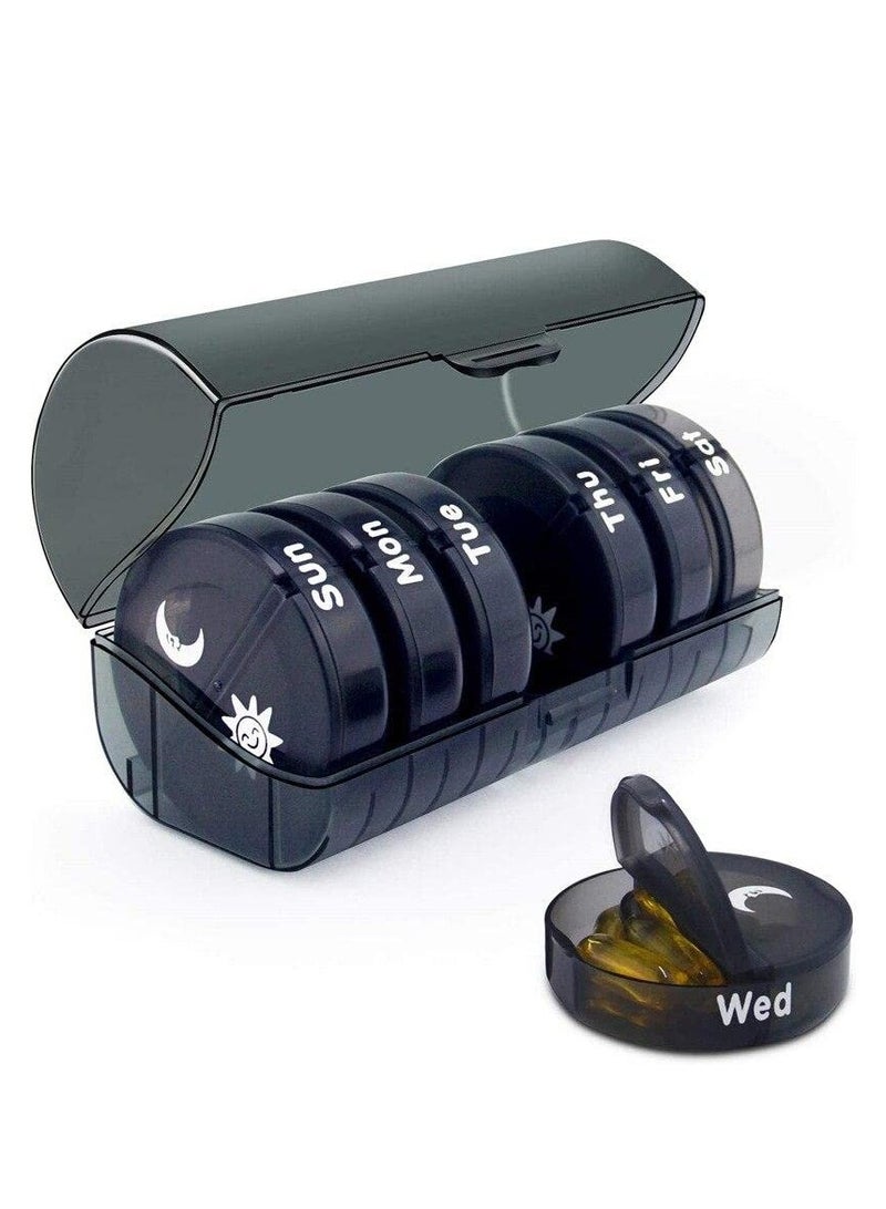 Generic Pill Organizer 2 Times a Day, Medicine Pill Organizer, Weekly Pill Organizer AM PM Pill Box, Large Capacity 7 Day Pill Box for Medicine/Vitamin/Fish Oil/Supplements (Black)  - Image 1