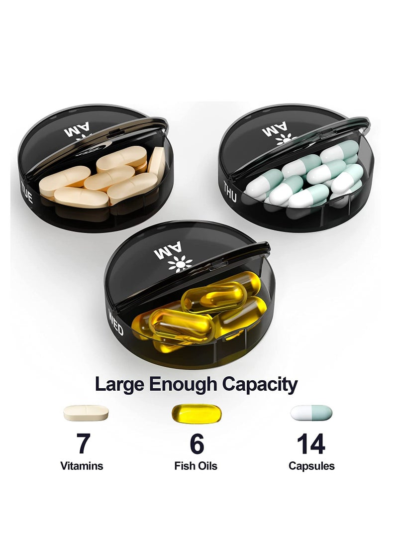Generic Pill Organizer 2 Times a Day, Medicine Pill Organizer, Weekly Pill Organizer AM PM Pill Box, Large Capacity 7 Day Pill Box for Medicine/Vitamin/Fish Oil/Supplements (Black)  - Image 2