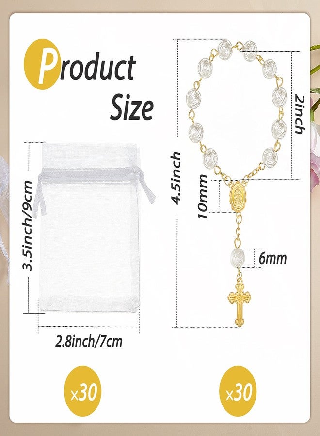 جيديف مجموعة جاديف من 30 قطعة من المسابح الصغيرة، مسابح التعميد، مسابح تعميد الأصابع، بالجملة مع أكياس من الأورجانزا، مناسبة للمناولة الأولى، التعميد، أعياد الميلاد، حفلات الزفاف، هدايا الحفلات (ذهبي) - Image 2