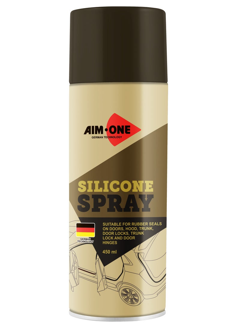 AIM-ONE Aim One Silicone Spray 450ml - Suitable For Rubber Seals On Doors - Hood - Trunk - Door Lock & Door Hinges