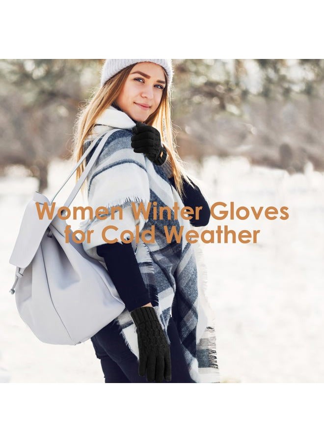 PAGE ONE Winter Gloves for Women Touchscreen Texting Warm Knit Fleece Lined Gloves for Cold weather, Oat, M - Image 3