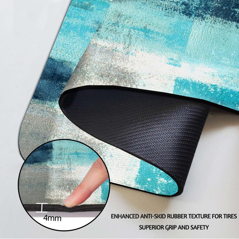 MCALK Turquoise Dish Drying Mat for Kitchen Counter, Teal Dish Drying Pad with Anti-Slip Rubber Base, Absorbent Kitchen Sink Mat with Abstract Art Decor (1 pc 18" x 16") - Image 5