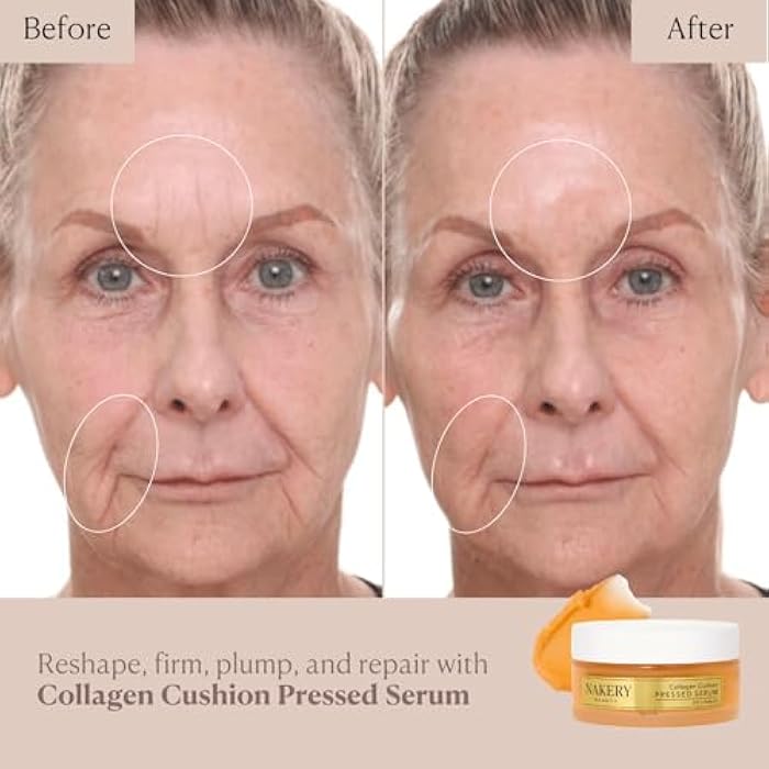 Nakery Collagen Cushion Pressed Serum, Anti Aging Face Cream and Hydrating Serum with Retinol and Peptides, Skin Tightening Cream for Wrinkles and Stretch Marks, Smooths Texture, Made in USA - Image 2