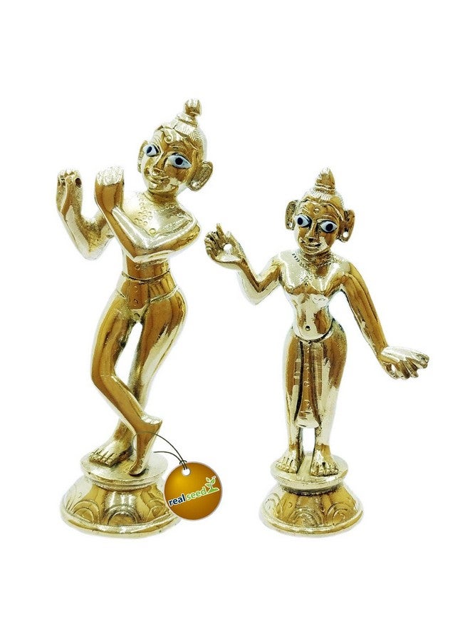REAL SEED Brass Radha Krishna Idol Statue, Radha Raman Idol Statue for Small Home and Office Temple Height- 5.5 Inches/Weight- 500GMS - Image 1