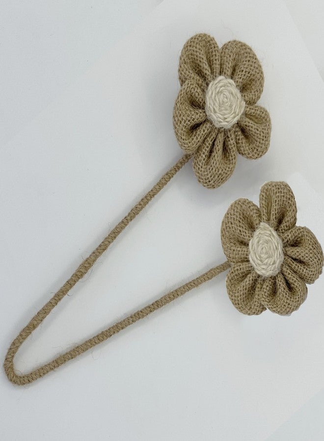 warmtone Curtain Tie Backs for Curtain Drapes, Boho Decor Holdback Farmhouse TieBacks for Blackout/Sheer Curtains, Jute Rope with Flower, Natural Decor Shabby Chic Drapery Holder, Pack-2 - Image 5