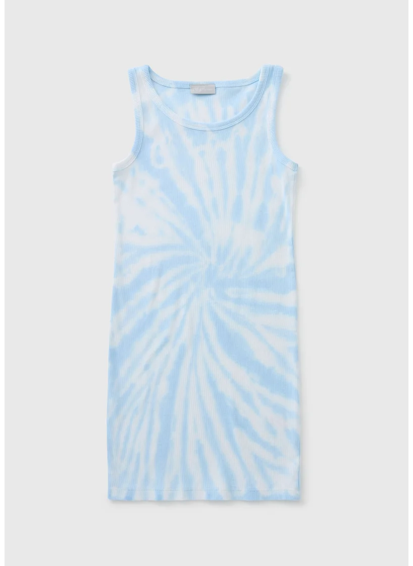 Matalan Girls Blue Tie Dye Ribbed Dress