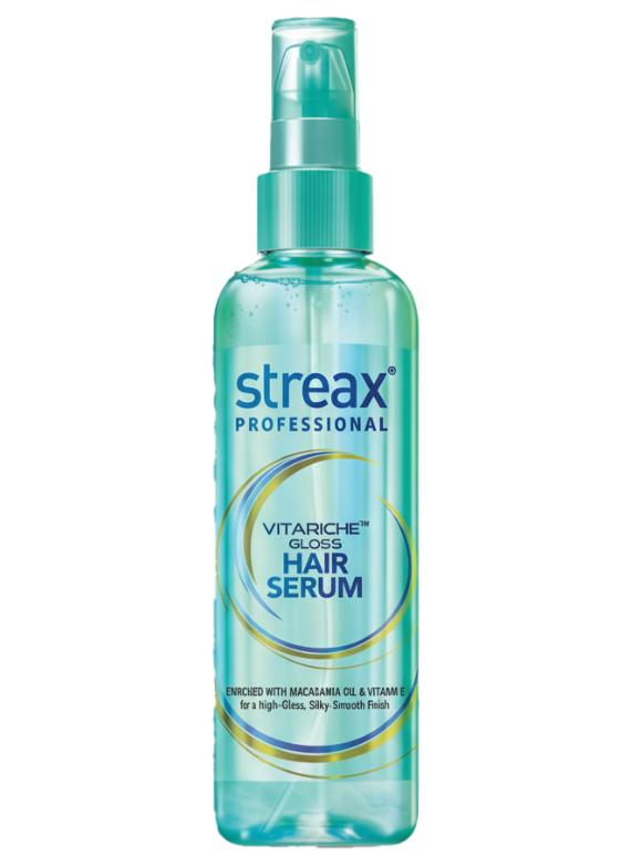 Streax Professional Vitariche Gloss Hair Serum - Controls Frizz & Enhances Shine for a Sleek, Polished Look with Macadamia Oil & Vitamin E (100 ml) - Image 1