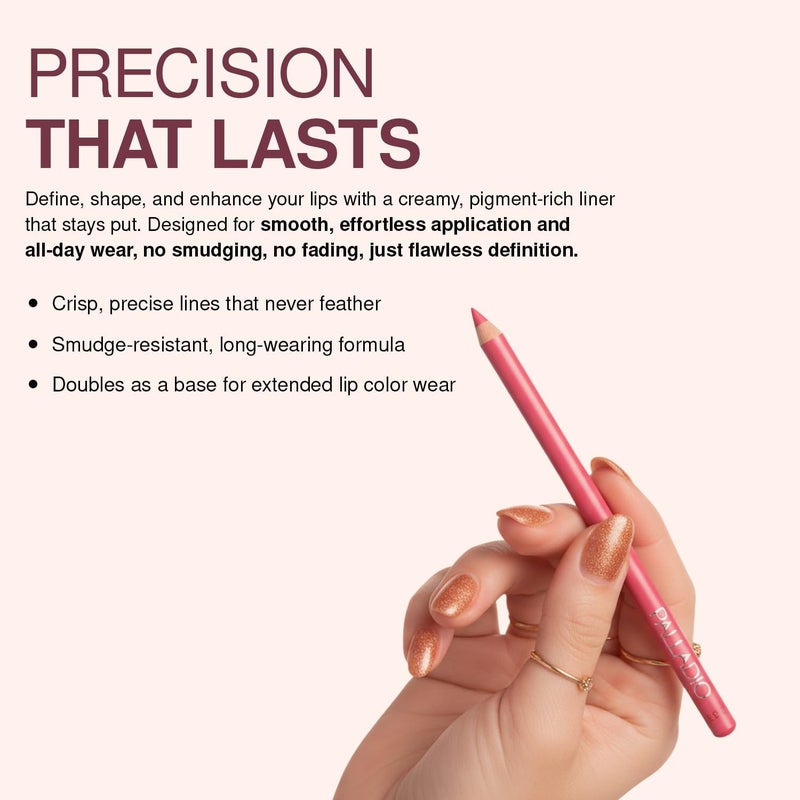 Palladio Lip Liner Pencil, Wooden, Firm yet Smooth, Contour and Line with Ease, Perfectly Outlined Lips, Comfortable, Hydrating, Moisturizing, Rich Pigmented Color, Long Lasting, Spice - Image 5