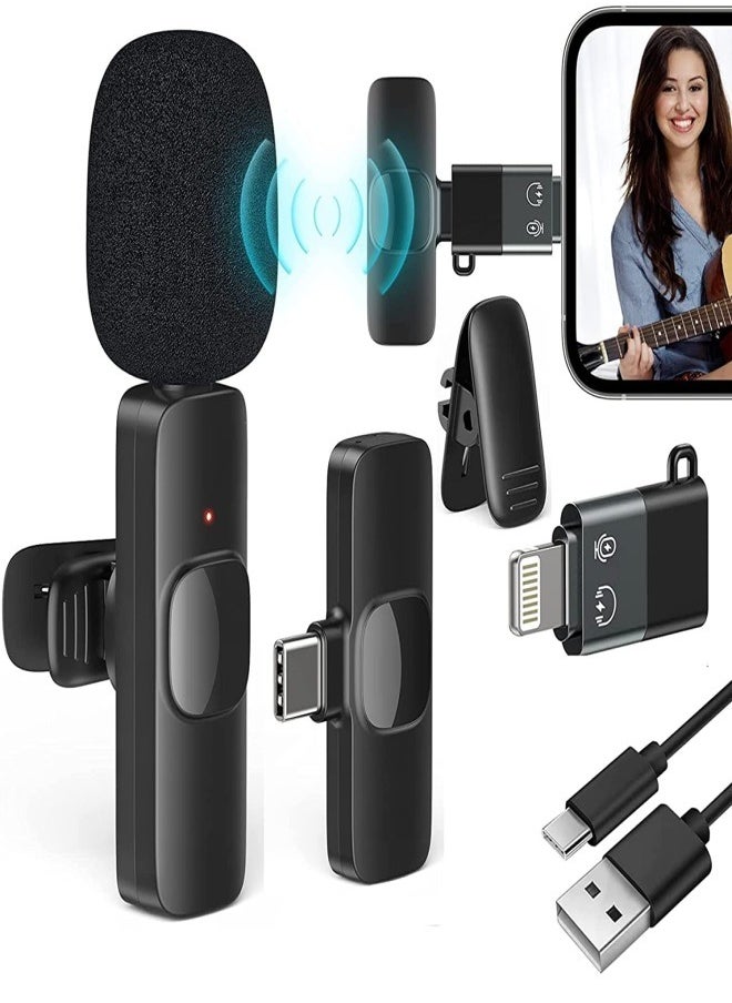 Generic K8 Wireless Microphone, Digital Mini Portable Recording Clip Mic with Receiver for All Type-C Mobile Phones Camera Laptop for Vlogging YouTube Online Class, Zoom Call  - Image 1