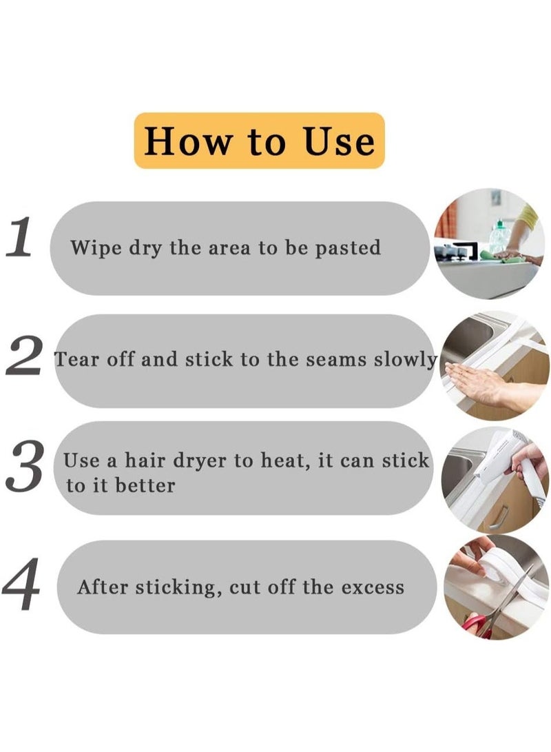 Altheqa 2 Pack Sealant Tape, Waterproof and Adhesive Bath Sealant Strip Caulk Strip, Sealing Tape for Bathroom Toilet Kitchen Wall (Size-3.2mx3.8cm) - Image 3