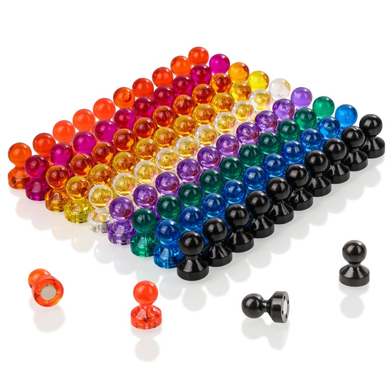 90 PCS Colorful Strong Magnetic Push Pin Magnets 9 Assorted Color Magnetic Push Pin Magnets for Office Classroom Kitchen Home and School Map Magnets Whiteboard Magnets