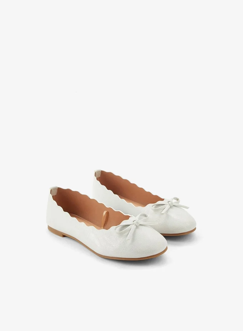 Little Missy White Girls Scallop Trim Ballerina Shoes for Women | Best Price UAE