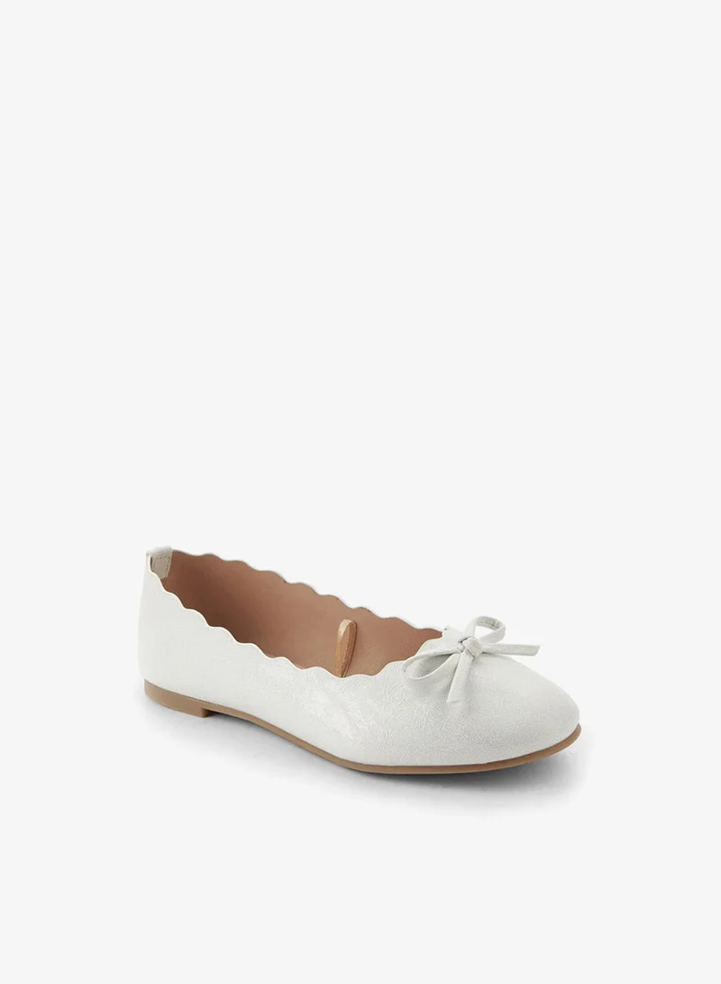 Little Missy White Girls Scallop Trim Ballerina Shoes for Women | Best Price UAE