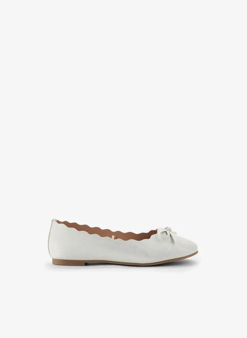 Girls Scallop Trim Ballerina Shoes