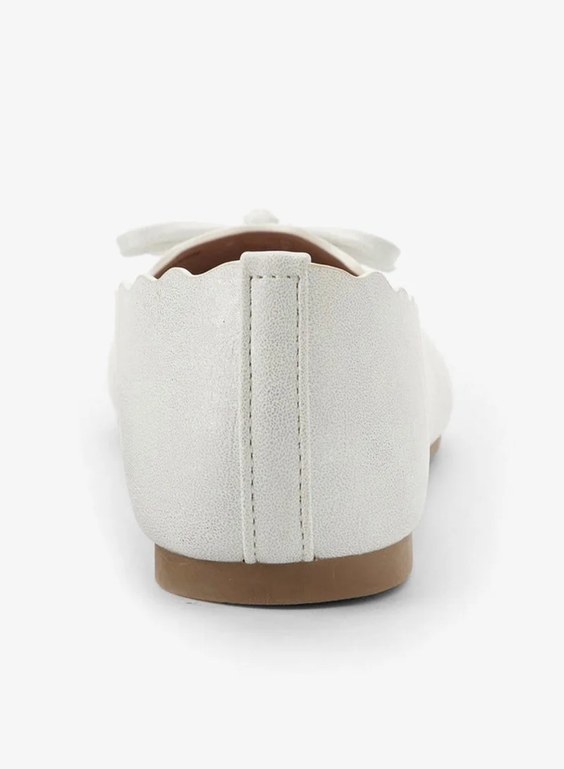 Little Missy White Girls Scallop Trim Ballerina Shoes for Women | Best Price UAE