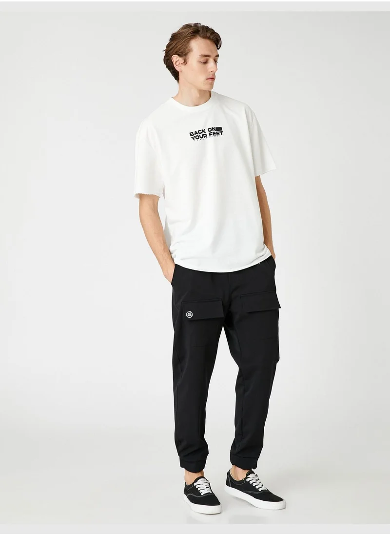 KOTON Oversized T-Shirt Slogan Printed Crew Neck Short Sleeve