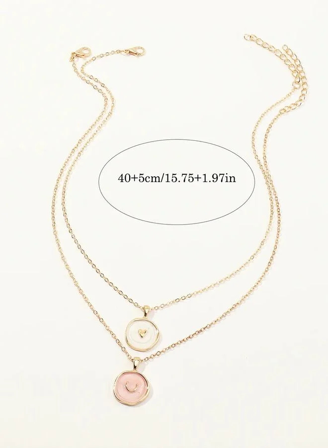 Take Two  Pack of 2 - Girls Multi-Color Enamel Heart and Crescent Pendant Necklaces for Women | Best Price UAE