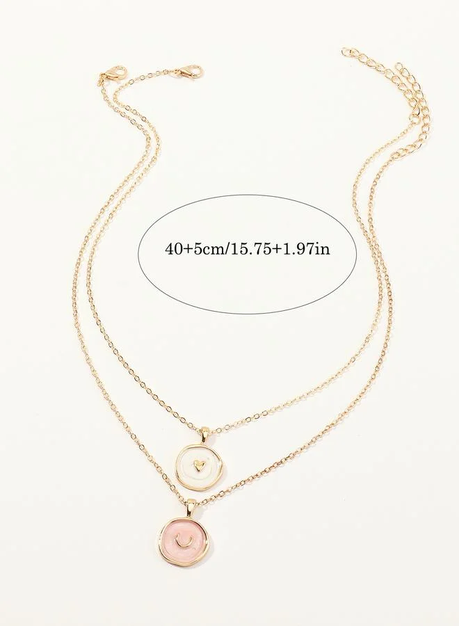 Take Two  Pack of 2 - Girls Multi-Color Enamel Heart and Crescent Pendant Necklaces for Women | Best Price UAE
