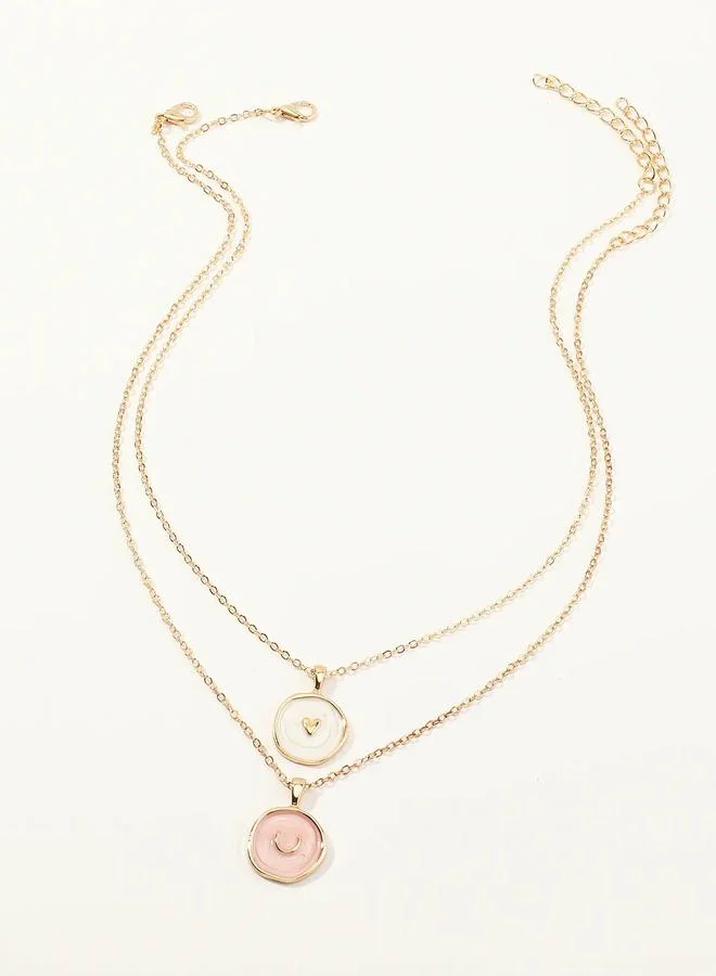 Take Two  Pack of 2 - Girls Multi-Color Enamel Heart and Crescent Pendant Necklaces for Women | Best Price UAE