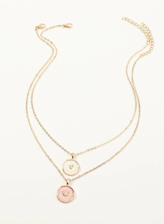 Take Two  Pack of 2 - Girls Multi-Color Enamel Heart and Crescent Pendant Necklaces for Women | Best Price UAE