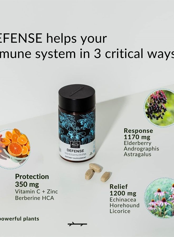 Palo Defense Wellness Formula Vitamins & Herbal Blend - Immune System Support Supplement - with Elderberry, Vitamin C, Zinc, Echinacea, Astragalus, Andrographis— 90 Tabs - Image 2
