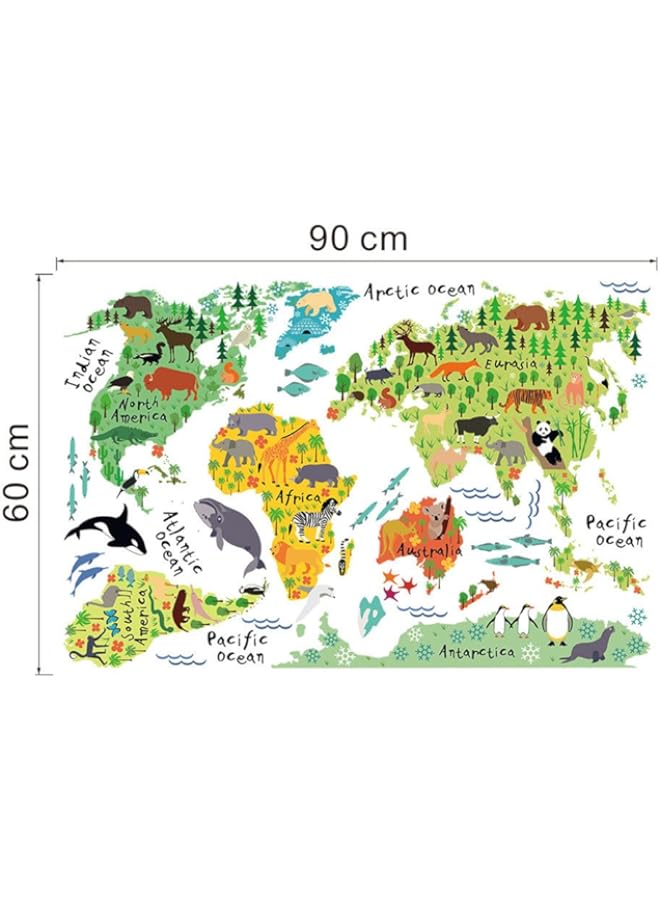 راكسوم ملصقات جدارية لخريطة العالم التعليمية لحيوانات تعليمية قابلة للإزالة بنفسك، ديكور منزلي من الفينيل، ملصقات جدارية لغرفة الأطفال وغرفة النوم وغرفة المعيشة - Image 3