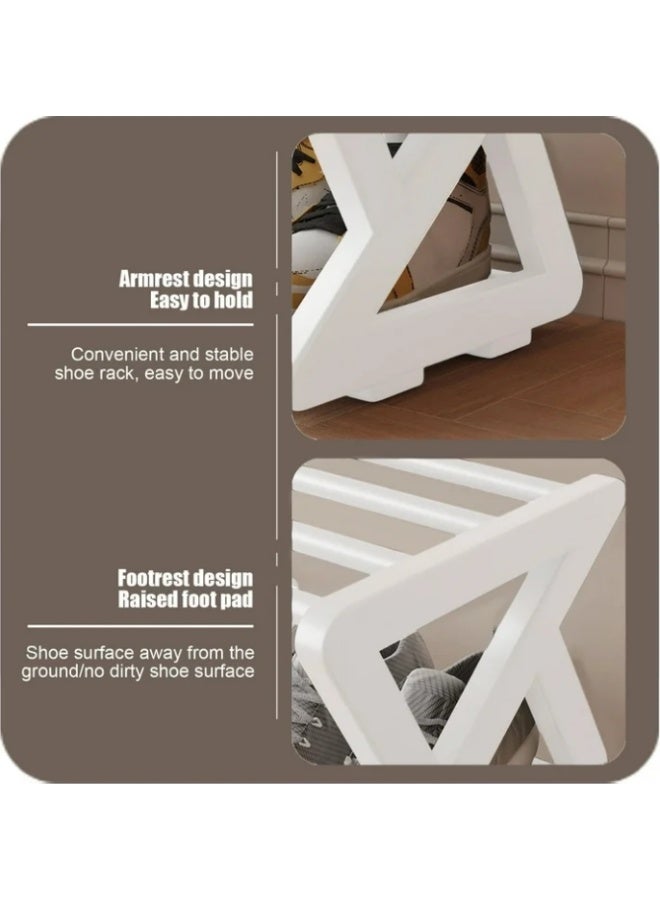 لينجوي رف أحذية حديث بأربع طبقات بإطار بلاستيكي قوي وأنابيب ألومنيوم ورف قماشي منظم موفر للمساحة - Image 5